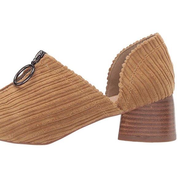 Retro Corduroy Front Zip Detail kitten Heel Pump - Picture 5 of 5